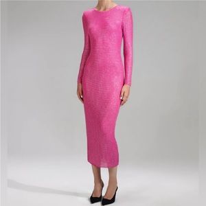 PINK SELF PORTRAIT HOT FIX MESH MIDI DRESS SIZE 2. WORN ONCE